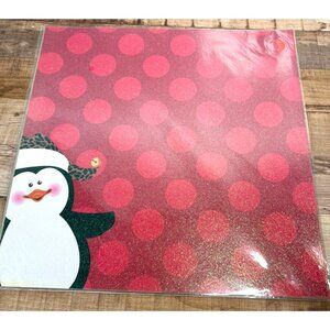 Glittery Red Polka Dot Penguin Scrapbook Paper 12x12 Inches 239743 heavy holiday